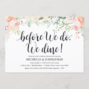 Garden Elegance Wedding Rehearsal Dinner Invites Kaart