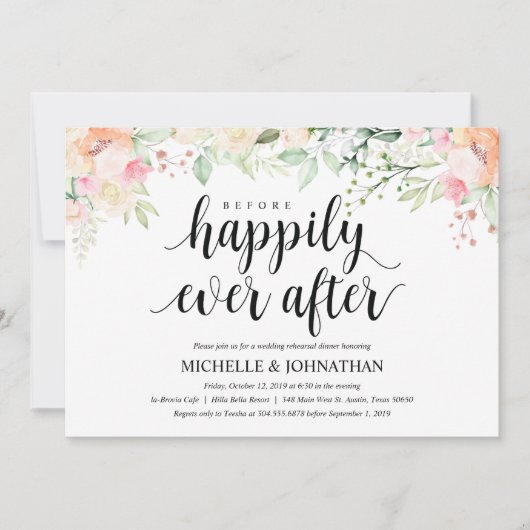 Garden Elegance Wedding Rehearsal Dinner Invites Kaart (Voorkant)