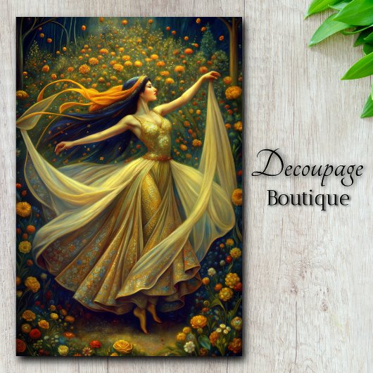 Garden Enchantress Golden Twilight Dance Decoupage Tissuepapier