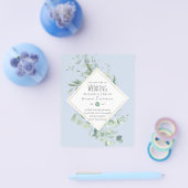 Garden Eucalyptus Greenery DUSTY BLUE Wedding Flyer (Enkel)