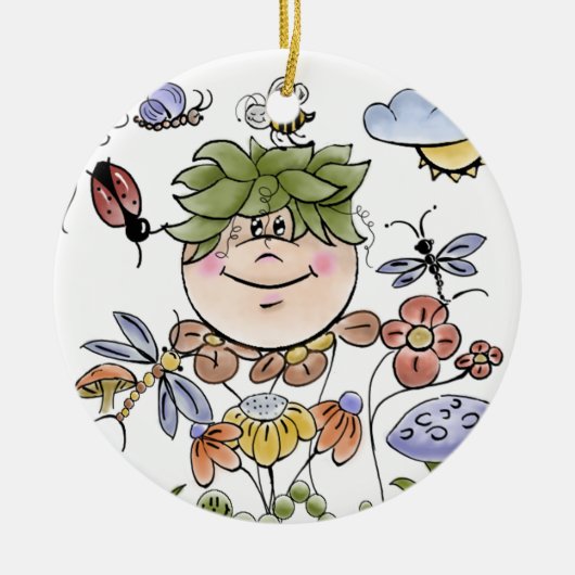 Garden Fairy Folk Art Baby Boy's Keramisch Ornament (Voorkant)