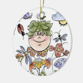 Garden Fairy Folk Art Baby Boy's Keramisch Ornament (Links)