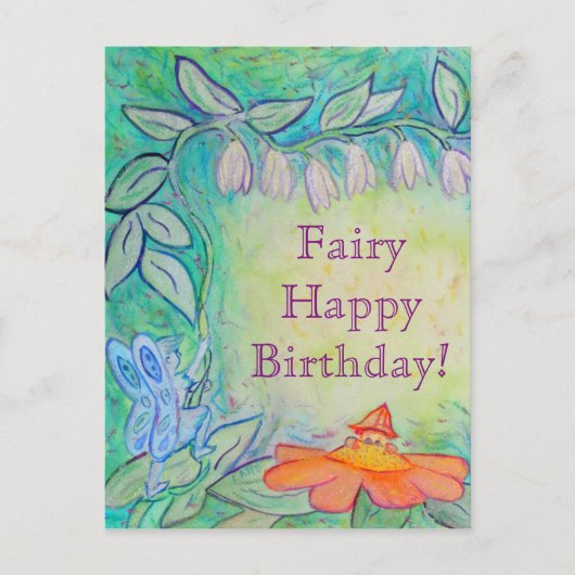 Garden Fairy Happy Birthday Custom Briefkaarten (Voorkant)