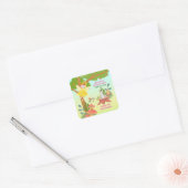 Garden Fairy met vrienden van het huisdier Verjaar Vierkante Sticker (Envelop)