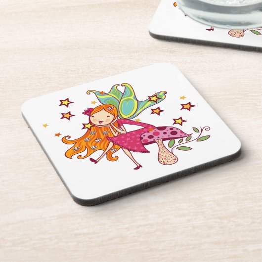 Garden Fairy op paddenstoel Bier Onderzetter (Linkerzijde)