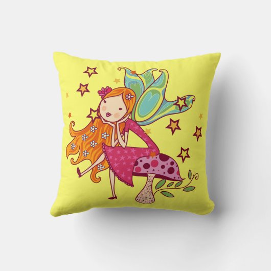 Garden Fairy op paddenstoel Kussen (Achterkant)