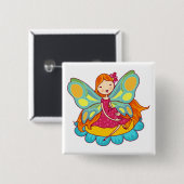 Garden Fairy Vierkante Button 5,1 Cm (Voorkant /achterkant)