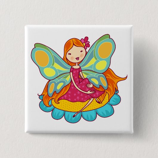 Garden Fairy Vierkante Button 5,1 Cm (Voorkant)
