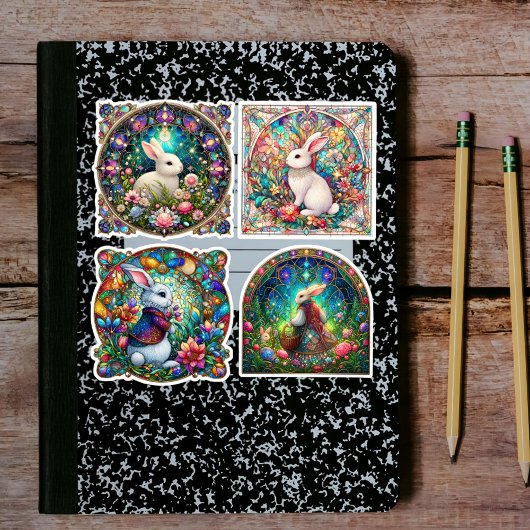 Garden Fantasy Bunny Glas in lood Sticker