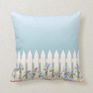 Garden Fence and Flowers Pillow Kussen