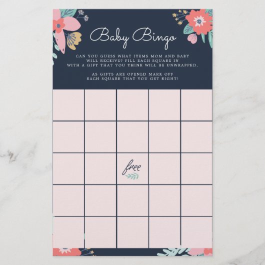 Garden Floral Baby Bingo Game Briefpapier (Voorkant)