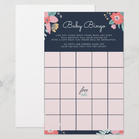 Garden Floral Baby Bingo Game Briefpapier (Voorkant / Achterkant)