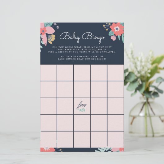 Garden Floral Baby Bingo Game Briefpapier (Staand voorkant)