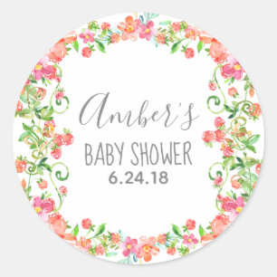 Garden Floral Berry Baby shower Favor Tag Sticker
