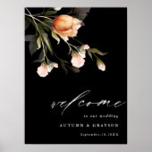 Garden Floral Bouquet Black Weddenschap Welkom Poster (Voorkant)