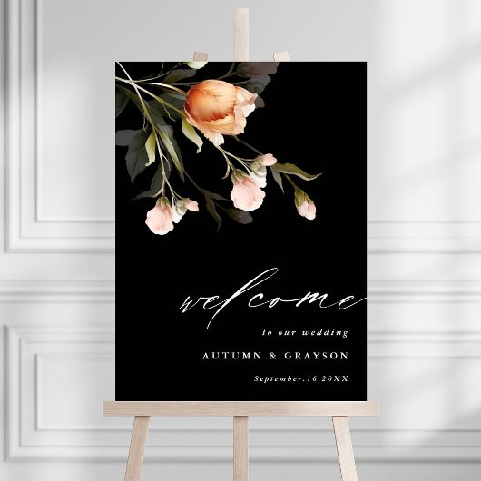 Garden Floral Bouquet Black Weddenschap Welkom Poster