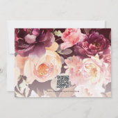 Garden Floral Bourgondië Script kalligrafie Huweli Kaart (Achterkant)