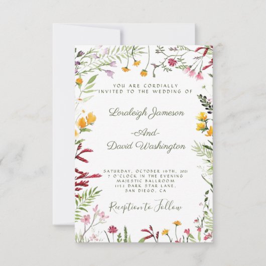 Garden floral bruiloft kaart (Voorkant)