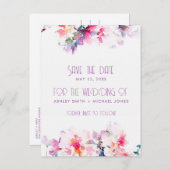 Garden Floral Budget Weddenschap sparen Datum Aankondigingskaart (Voorkant / Achterkant)