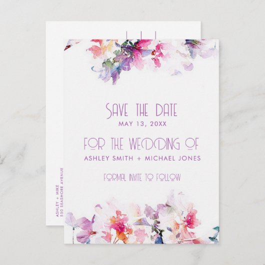 Garden Floral Budget Weddenschap sparen Datum Aankondigingskaart (Voorkant / Achterkant)