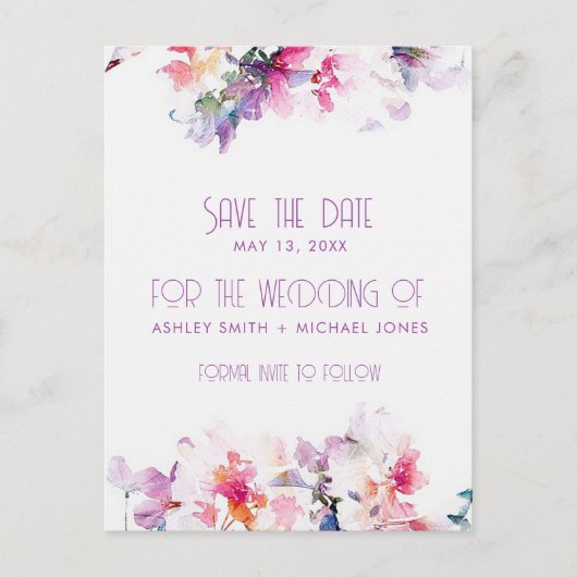 Garden Floral Budget Weddenschap sparen Datum Aankondigingskaart (Voorkant)