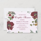 Garden Floral Burgundy Couples Shower Invitation Kaart (Voorkant)