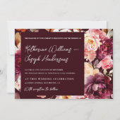 Garden Floral Burgundy Script calligraphy Wedding Kaart (Voorkant)