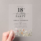 Garden Floral Calligraphy 18e verjaardag Acryl Uitnodigingen (Insitu (Draagbaar))