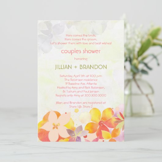 Garden Floral Couples Wedding Shower Kaart (Staand voorkant)