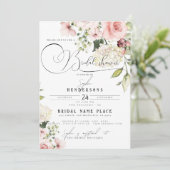 Garden Floral Dusty Roos Greenery Vrijgezellenfees Kaart (Staand voorkant)