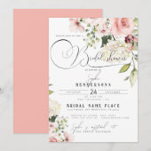 Garden Floral Dusty Roos Greenery Vrijgezellenfees Kaart (Voorkant / Achterkant)