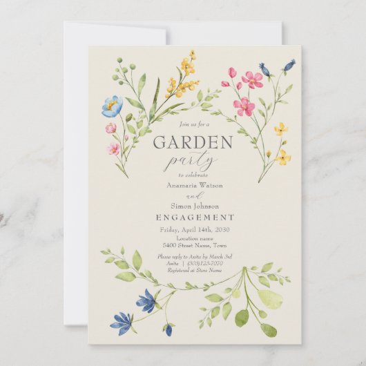 Garden Floral Engagement Party Kaart (Voorkant)