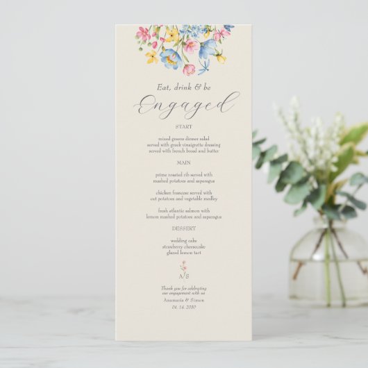 Garden Floral Engagement Party Menu (Staand voorkant)