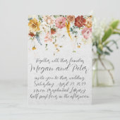 Garden Floral Fine Art Calligraphy Style Wedding Kaart (Staand voorkant)