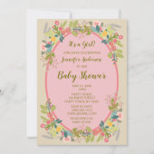 Garden Floral Girl Baby shower Kaart (Voorkant)