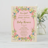 Garden Floral Girl Baby shower Kaart (Staand voorkant)
