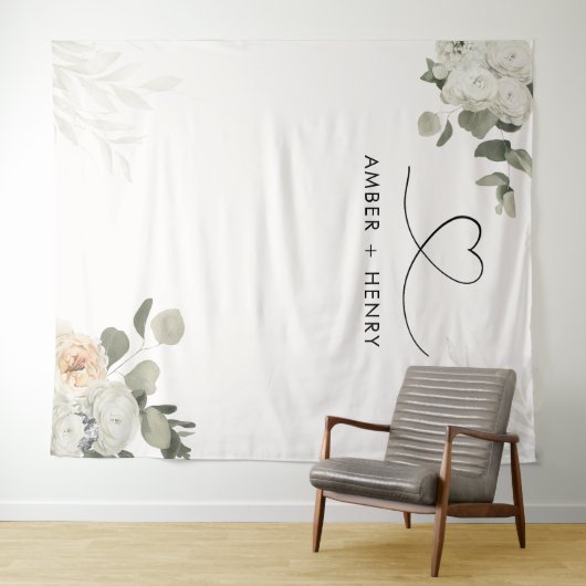 Garden Floral Heart Wedding Foto Achtergrond Wandkleed (In Situ (horizontaal))