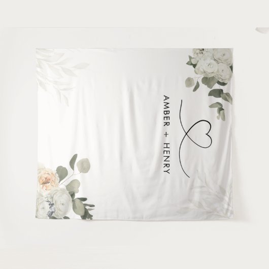 Garden Floral Heart Wedding Foto Achtergrond Wandkleed (Voorkant (horizontaal))