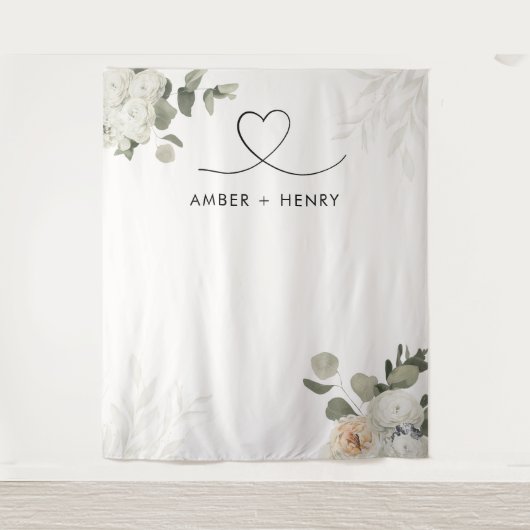 Garden Floral Heart Wedding Foto Achtergrond Wandkleed (Voorkant)