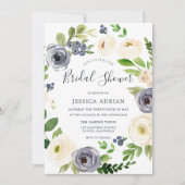 Garden Floral Navy & White Wreated Vrijgezellenfee Kaart (Voorkant)