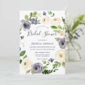 Garden Floral Navy & White Wreated Vrijgezellenfee Kaart (Staand voorkant)