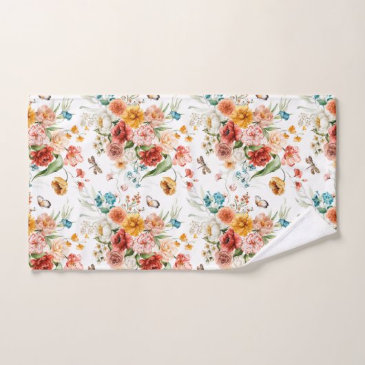 Garden Floral Pattern Bad Handdoek (Handdoek)