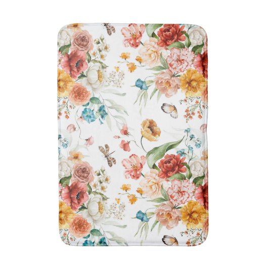 Garden Floral Pattern Badmat (Voorkant Verticaal)