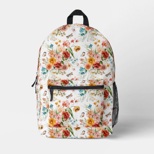 Garden Floral Pattern Bedrukte Rugzak (Voorkant)