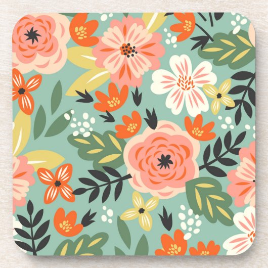 Garden Floral Pattern Bier Onderzetter (Voorkant)