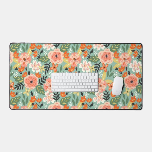 Garden Floral Pattern Bureaumat (Keyboard & Muis)