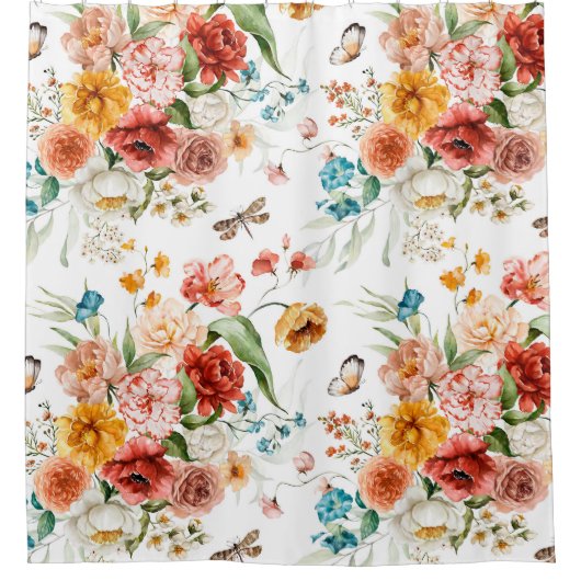 Garden Floral Pattern Douchegordijn (Voorkant)