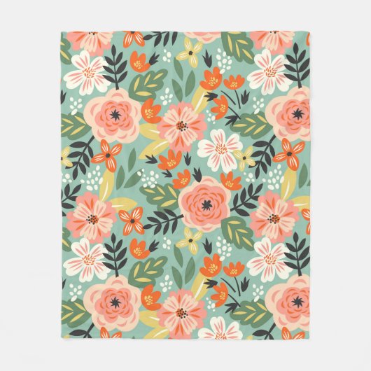 Garden Floral Pattern Fleece Deken (Voorkant)