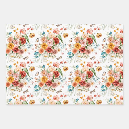 Garden Floral Pattern Inpakpapier Vel (Voorkant)