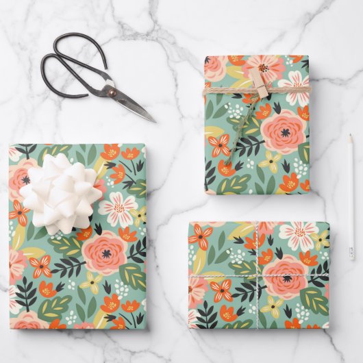 Garden Floral Pattern Inpakpapier Vel (Voorkant)